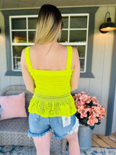 Neon Crochet Peplum Tank