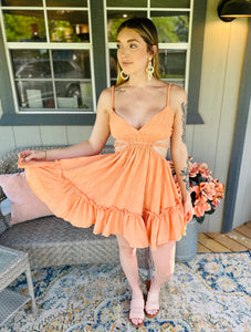 Cut Out Mini Dress Peach