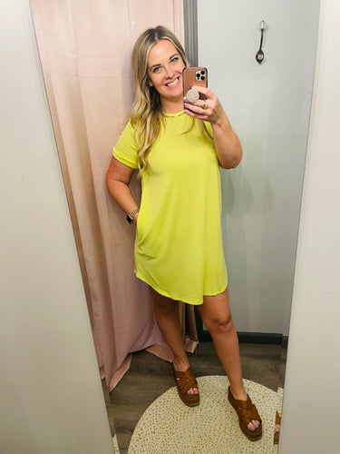 French Terry Tee Dress Yellow