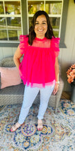 Fuchsia Tulle Ruffle Top