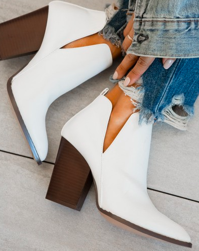 White Cutout Booties