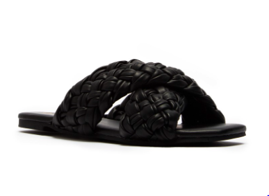 Woven Crisscross Black Sandal
