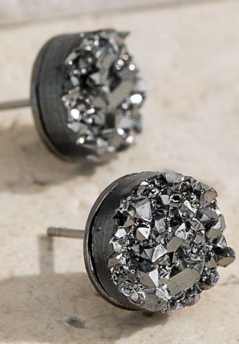 Round Druzy Post Earrings