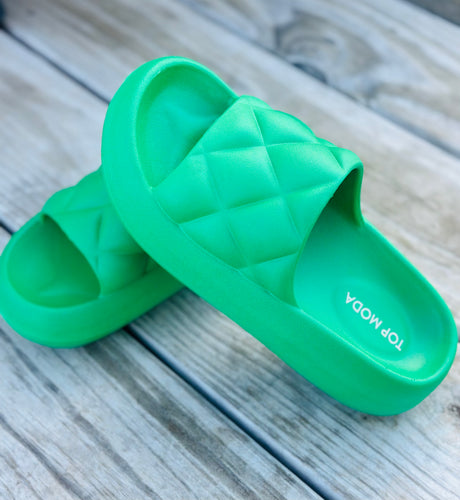 Green Slide Sandals