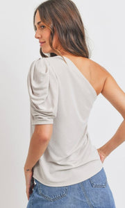 One Shoulder Pleated Sleeve Top