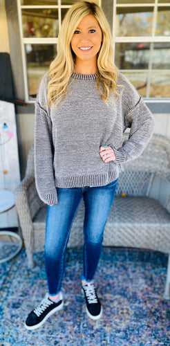 Charcoal Reverse Stitch Sweater