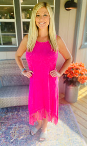 Fuchsia Fringe Dress