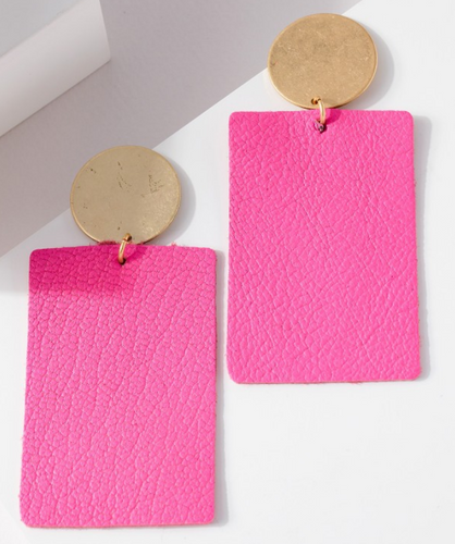 Rectangle Leather Earrings