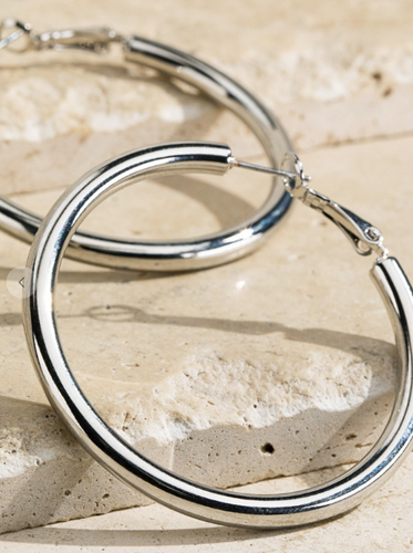 Brass Silver Hoop Earrings