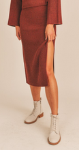 Ribbed Midi Skirt Mahogony